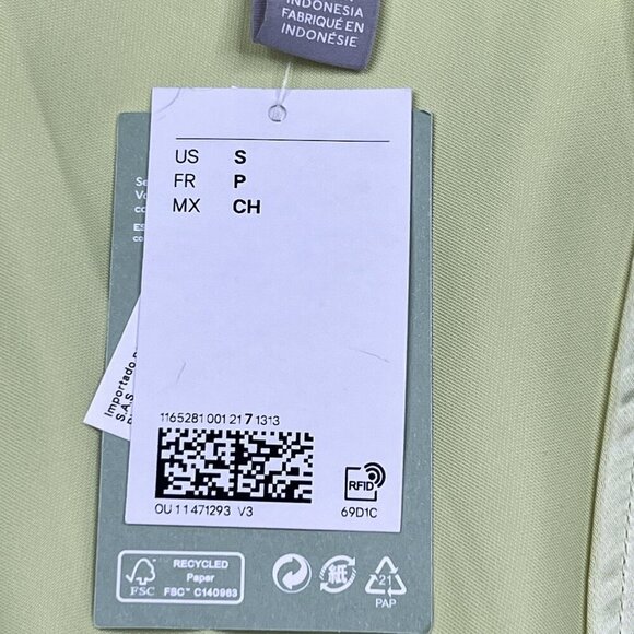 H&M Satin Wrap-Front Mini Dress Recycled Polyester Lime Green-Yellow Sz S - NWT - Picture 7 of 8